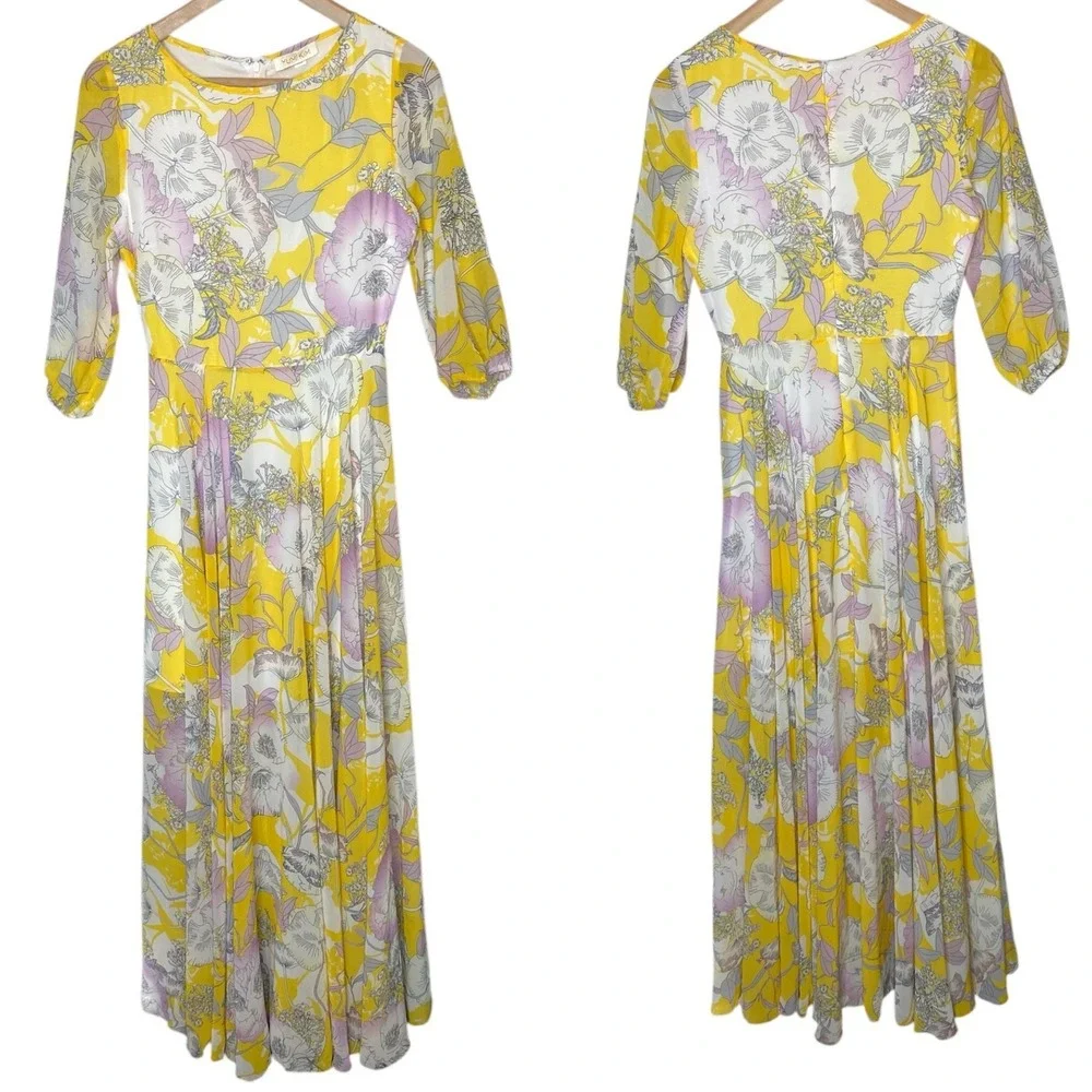 Yumi Kim Charvi Woodstock‎ Floral Maxi Dress Bora Bora Yellow Anthropologie XS